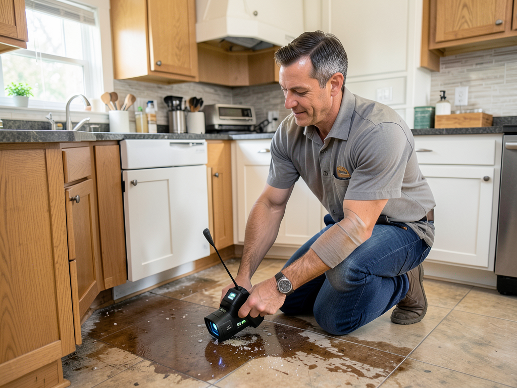 Fixing kitchen floor damage from leaky appliances