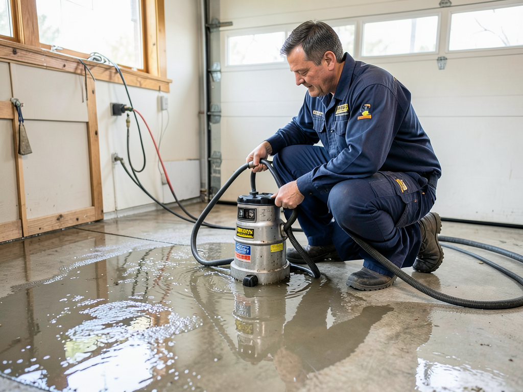 Safely drying out a wet garage after heavy rain in